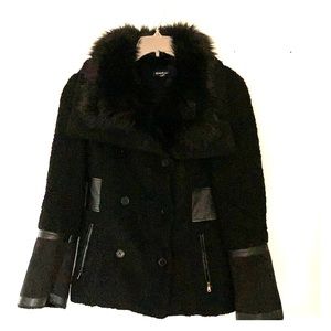 Bebe black fur coat